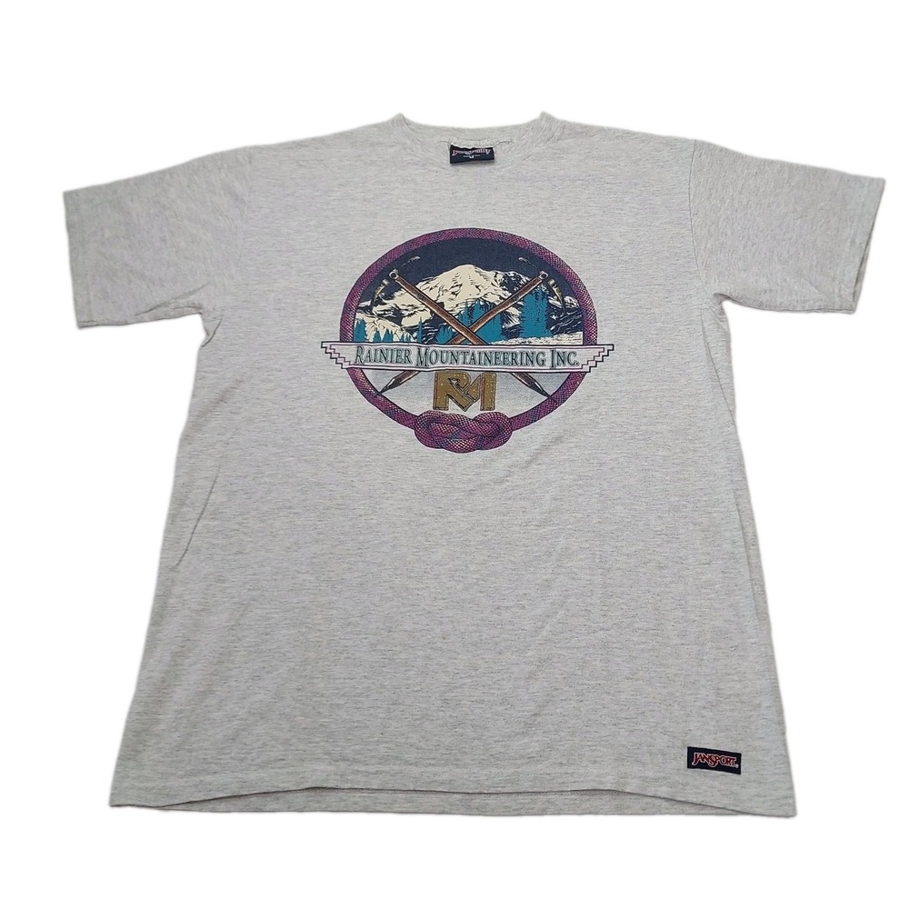 VTG 90s JanSport Rainier Mountaineering Outdoor Graphic Shirt USA M